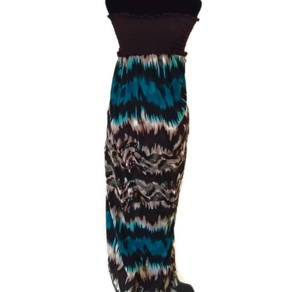 Long Womens Strapless Sundress with Elastic Top Large - Picture 1 of 6